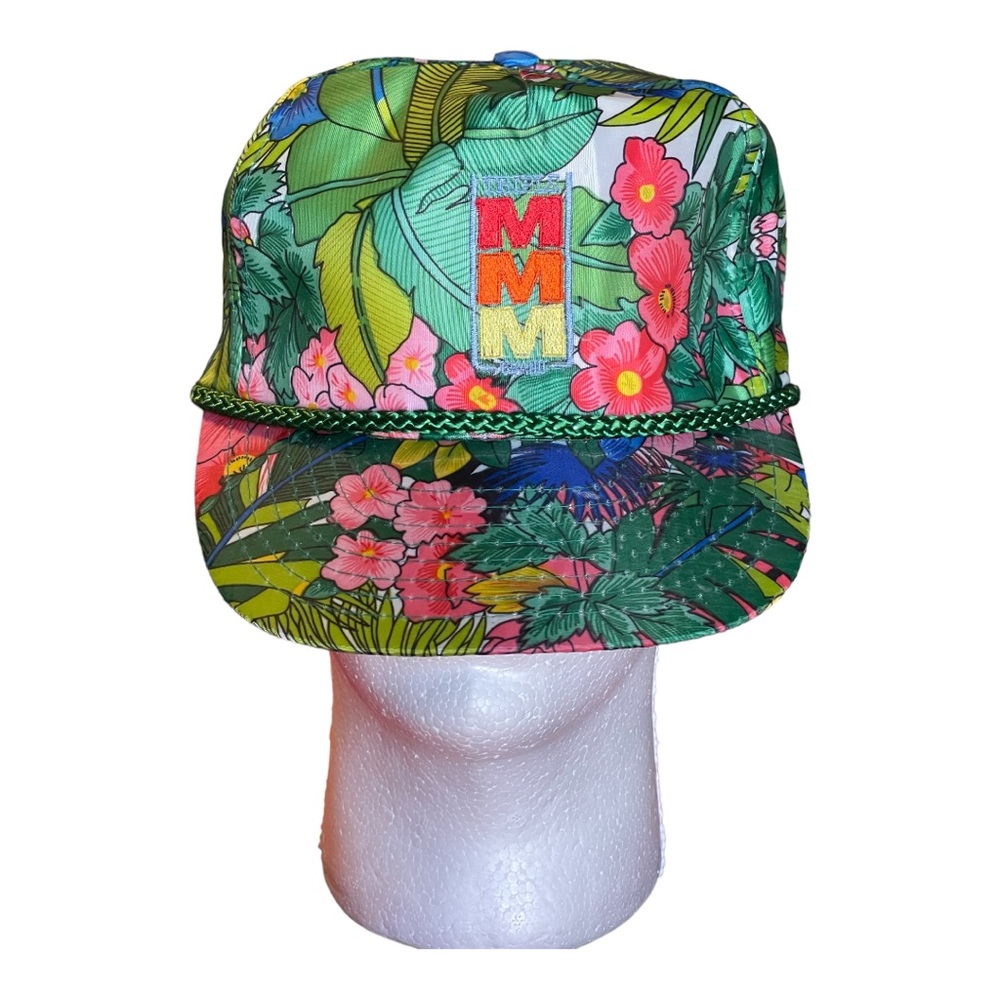 90’S VTG TRIPlLE MMM EMBROIDERED FLORAL LATCH BACK HAT/CAP O/S LIGHTWEIGHT